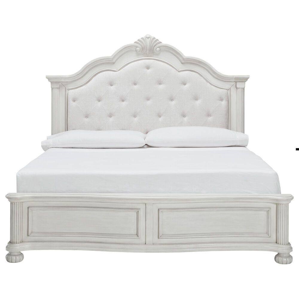 Ashley Montelaine King Upholstered Panel Bed in Antique White, , large