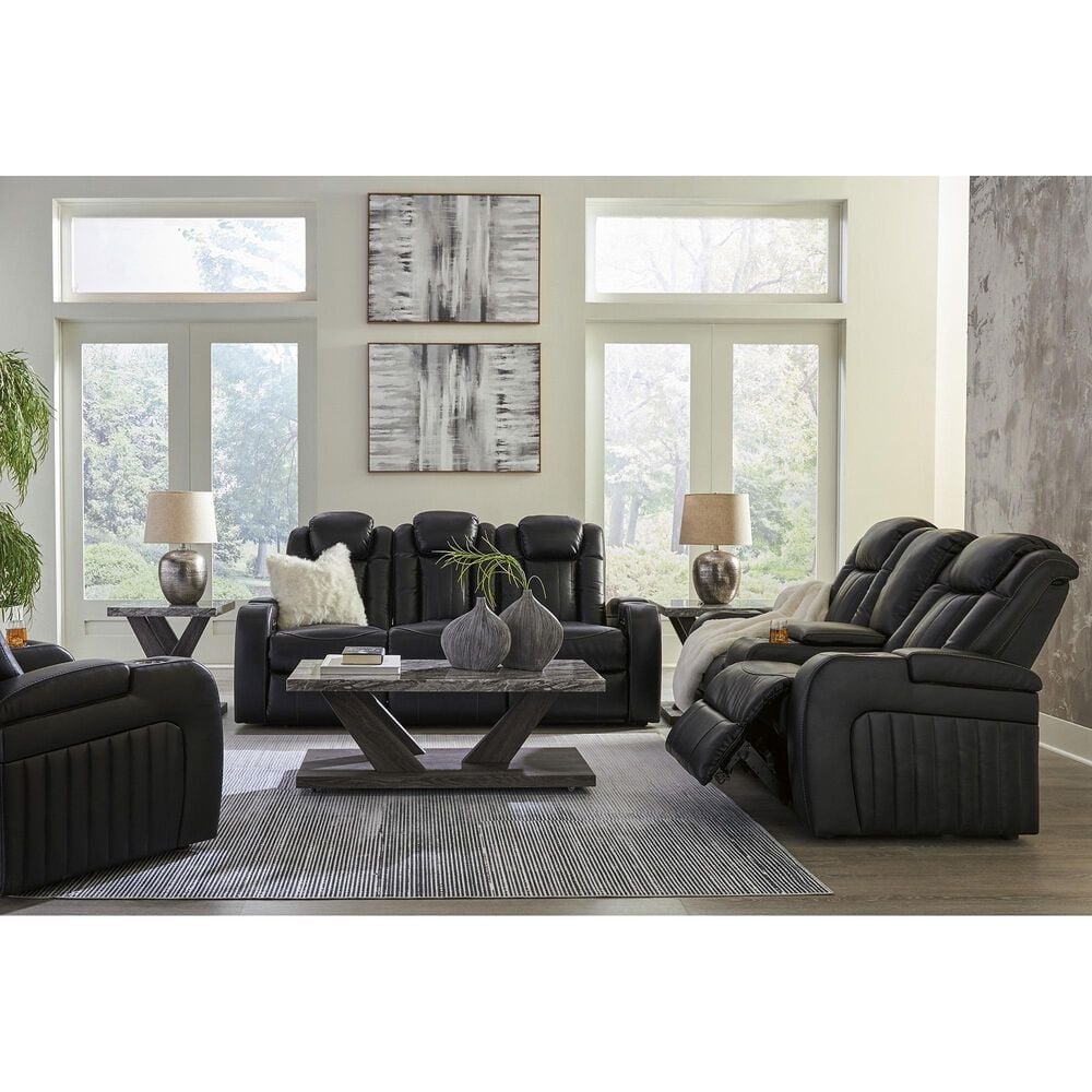 Ashley Caveman Den Power Reclining Loveseat with Console in Midnight, , large