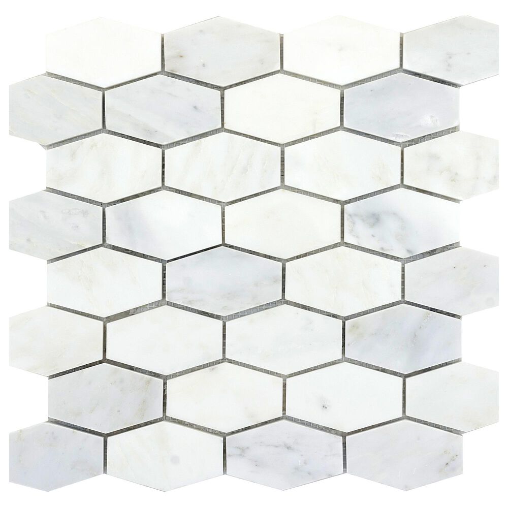 Emser Winter Frost Hexagon Wide 12" x 12" Marble Mosaic Sheet, , large