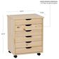 Linon Home Decor Cary 6-Drawer Wide Rolling Cart in Unfinished, , large