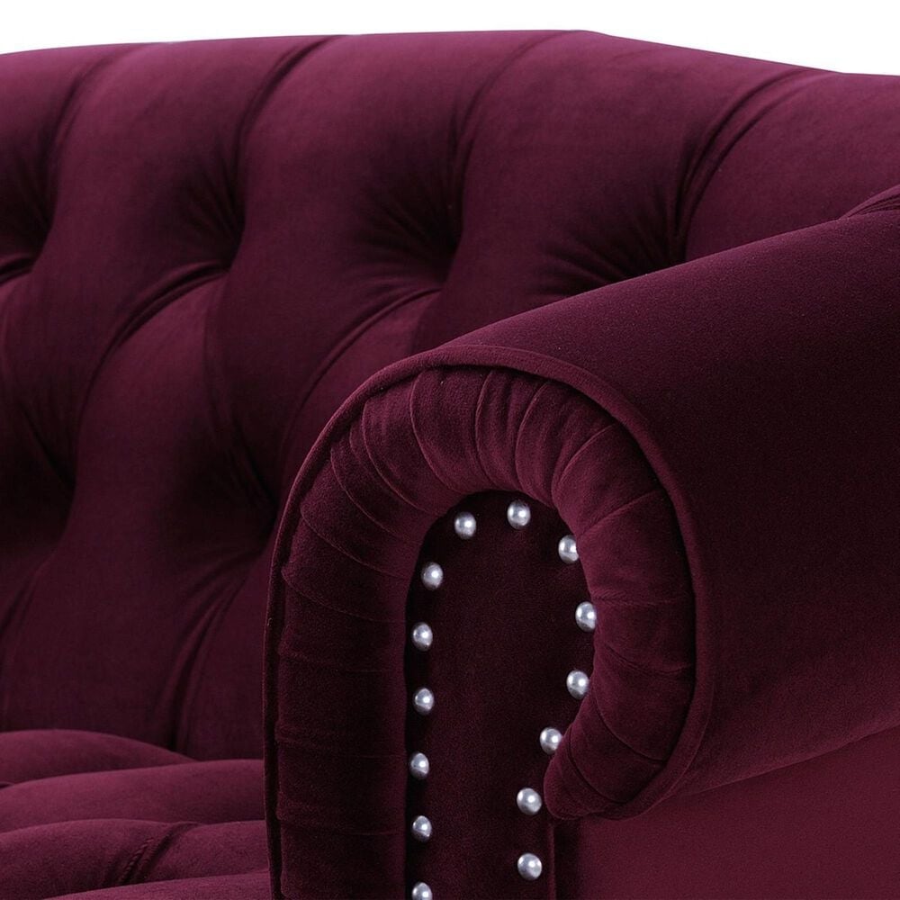 Jennifer Taylor Home La Rosa Victorian Chesterfield Loveseat in Burgundy, , large