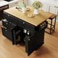 HOMLUX Farmhouse Kitchen Island with Drop Leaf and 2 Stools in Black, Natural and Rustic Brown, , large