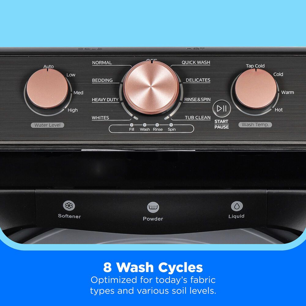 Midea 4.1 Cu. Ft. Top Load Washer and 7 Cu. Ft. Electric Dryer Laundry Pair in Metallic Grey, , large