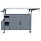 HOMLUX Farmhouse Rolling Outdoor Kitchen Cart with Stainless Steel Top in Blue Gray, , large