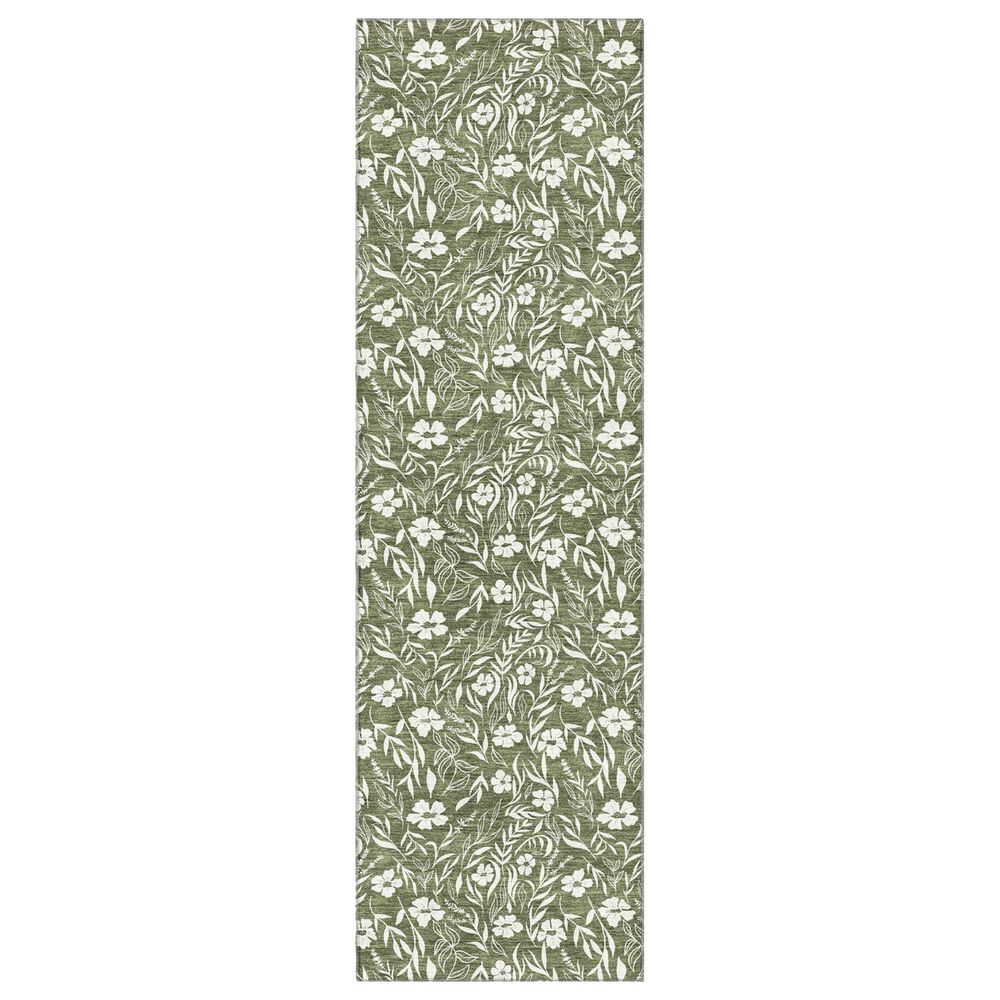 Dalyn Rug Company Soft Essentials Floral Olive 2"3" x 7"6" Indoor/Outdoor Runner, , large