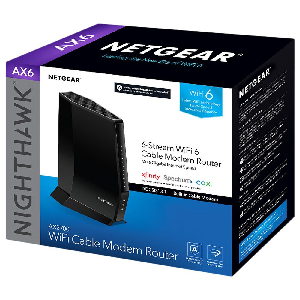 NETGEAR Nighthawk Multi Gigabit 2.7Gbps Cable Modem with Wi-Fi 6 Router, , large