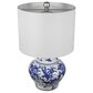 A&B Home Floral Vase Table Lamp in Blue and White, , large