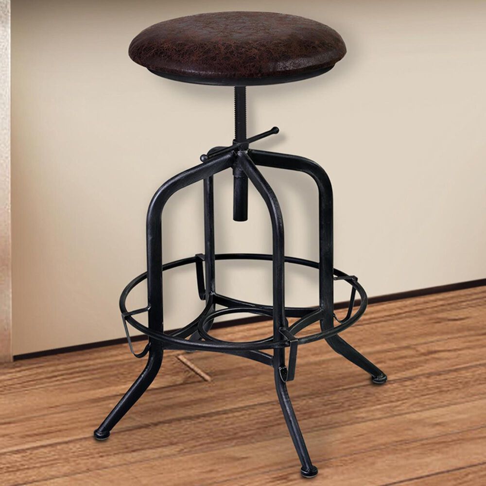 Blue River Elena Adjustable Bar Stool in Brown and Industrial Gray, , large