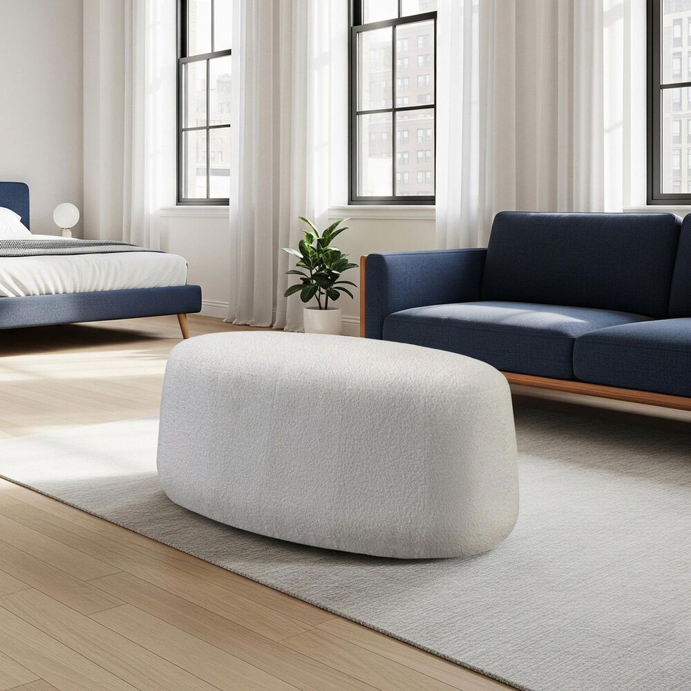 Lifestyle Solutions Kayden Ottoman in White, , large