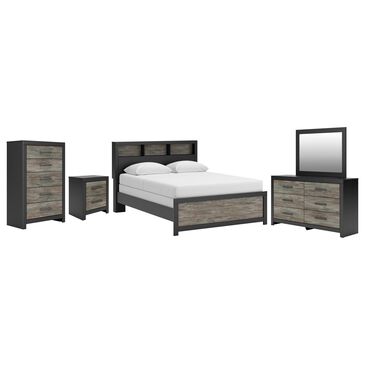 Ashley Broachmyn 5 Piece Queen Bookcase Bed Set in Black and Gray, , large