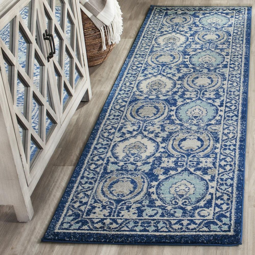Safavieh Evoke EVK251C-27 2&#39;2&quot; x 7&#39; Blue/Ivory Runner, , large