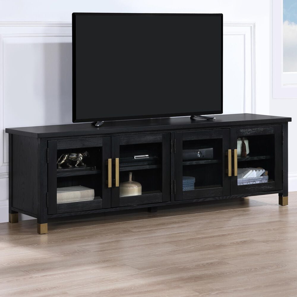 Steve Silver Furniture Yves 64" TV Stand in Ebony and Brushed Brass, , large