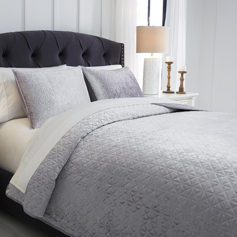 Signature Design by Ashley Maryam Queen Coverlet Set in Gray, , large