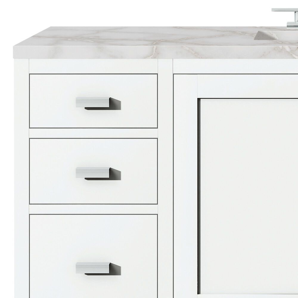 James Martin Vanities Addison 30&quot; Single Bathroom Vanity in Glossy White with 3 cm Victorian Silver Quartz Top and Rectangular Sink, , large