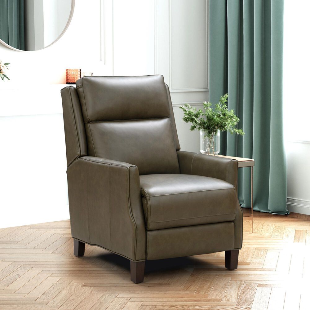 Barcalounger Ledger Leather Push-Back Recliner in Olive, , large