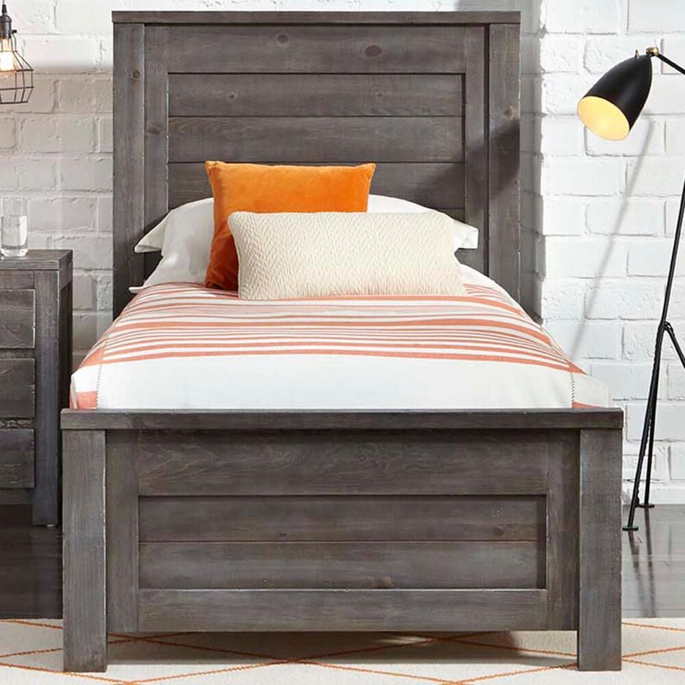 Tiddal Home Wheaton Twin Panel Bed in Charcoal Distressed, , large