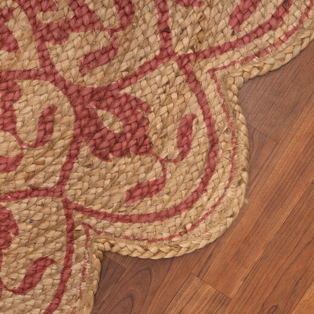 L&amp;R Resources Synergy 54129RED 4&#39; Round Tan and Raspberry Red Area Rug, , large