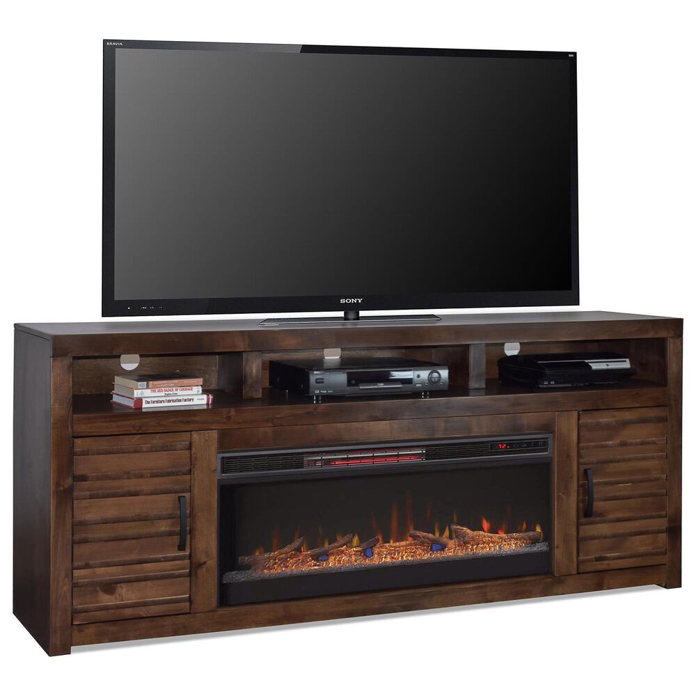 Legends Home Sausalito 78" Fireplace Console with Fireplace Insert in Whiskey, , large