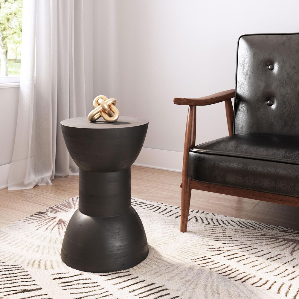 Zuo Modern Wisdom Table Stool in Matte Black/Black, , large