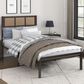Hearth and Haven Twin Platform Bed with Faux Cane Panel Headboard in Dark Bronze, , large
