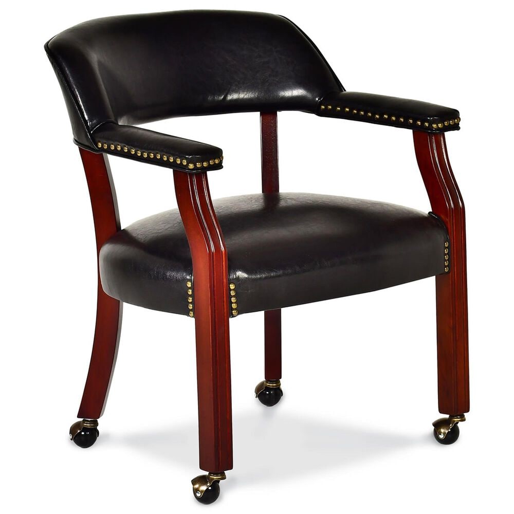 Crystal City Tournament Faux Leather Arm Chair in Rich Cherry, , large