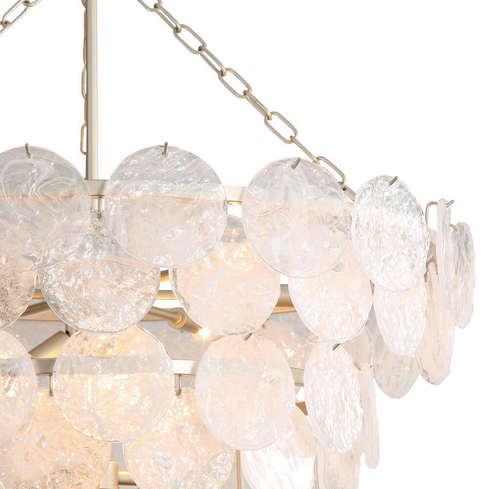 Golden Lighting Cascada 3-Tier 13-Light Pendant with Cirrus Cloud Glass Shade in Aegean Silver, , large