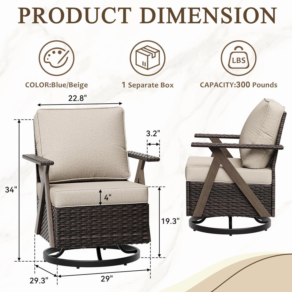 Sunwell Garden 3-Piece Patio Chat Set in Beige, , large