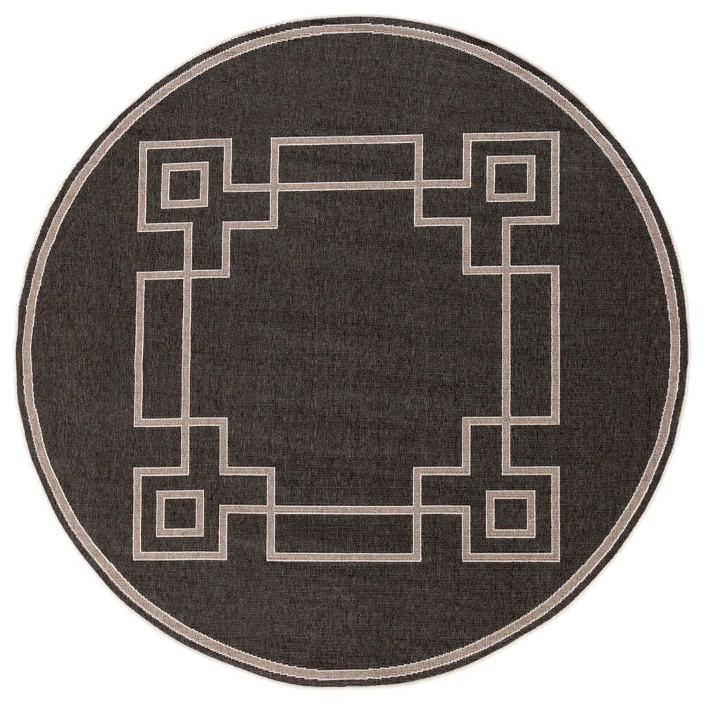 Surya Alfresco 7&#39;3&quot; Round Black, Brown and Beige Indoor/Outdoor Area Rug, , large