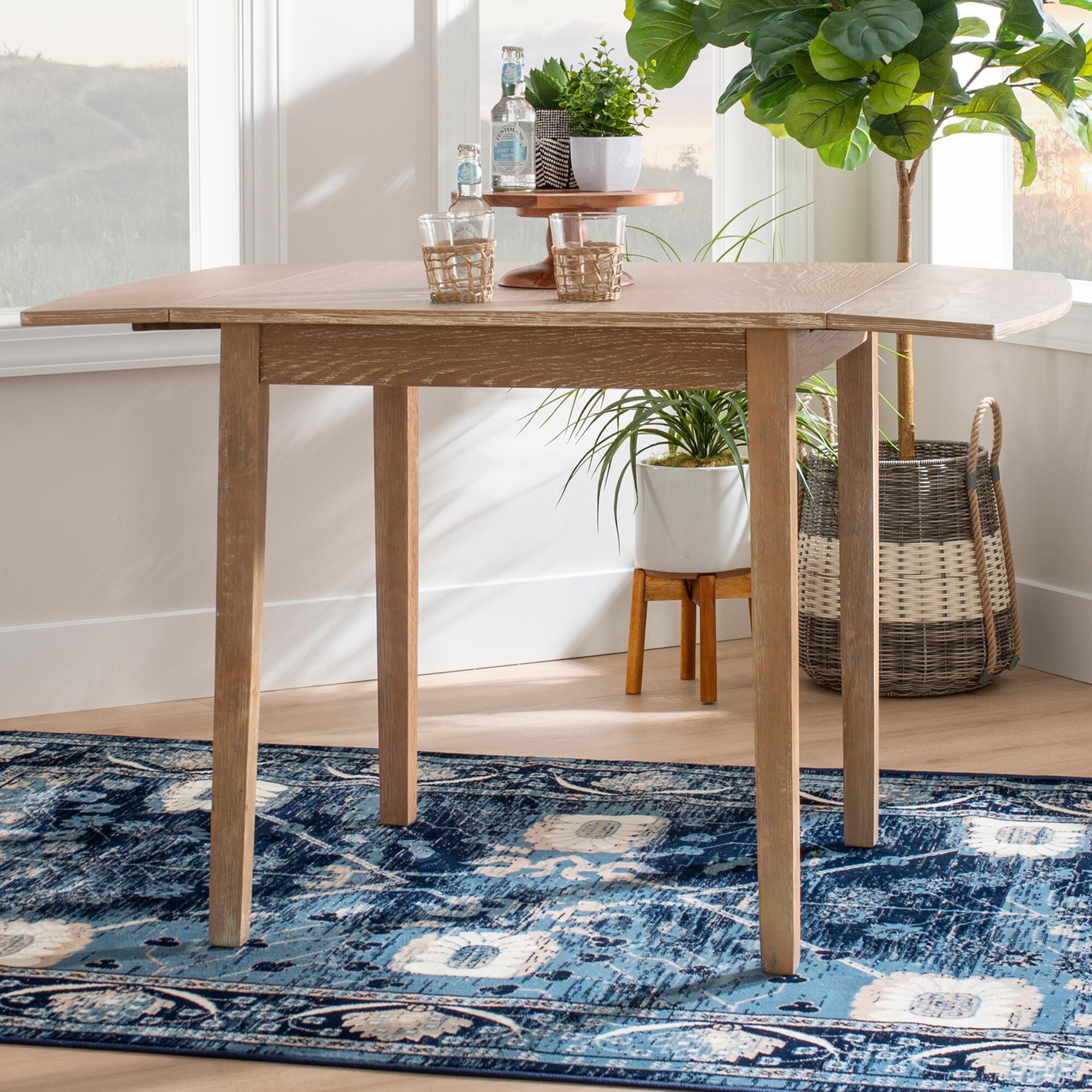 Linon Home Decor Torino Drop Leaf Dining Table in Grey Wash