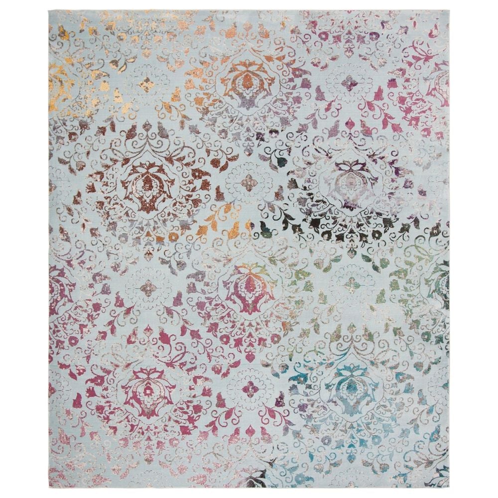 Safavieh Aria ARA172B 9" x 12" Blue and Multicolor Area Rug, , large