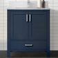 Lexora Home Jacques 30" Single Bathroom Vanity in Navy Blue with 2 cm White Cultured Marble Top and Rectangular Sink, , large