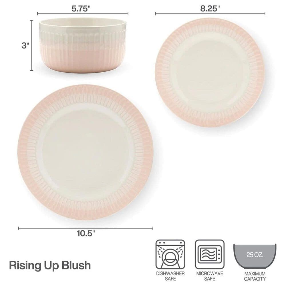 Lifetime Brands Rising Up 12-Piece Dinnerware Set in Blush, , large