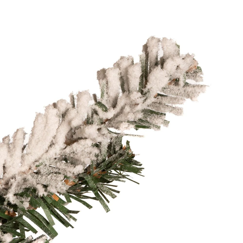The Gerson Company 6&#39; Pre-Lit Artificial Flocked Alpine with White Lights in Green, , large