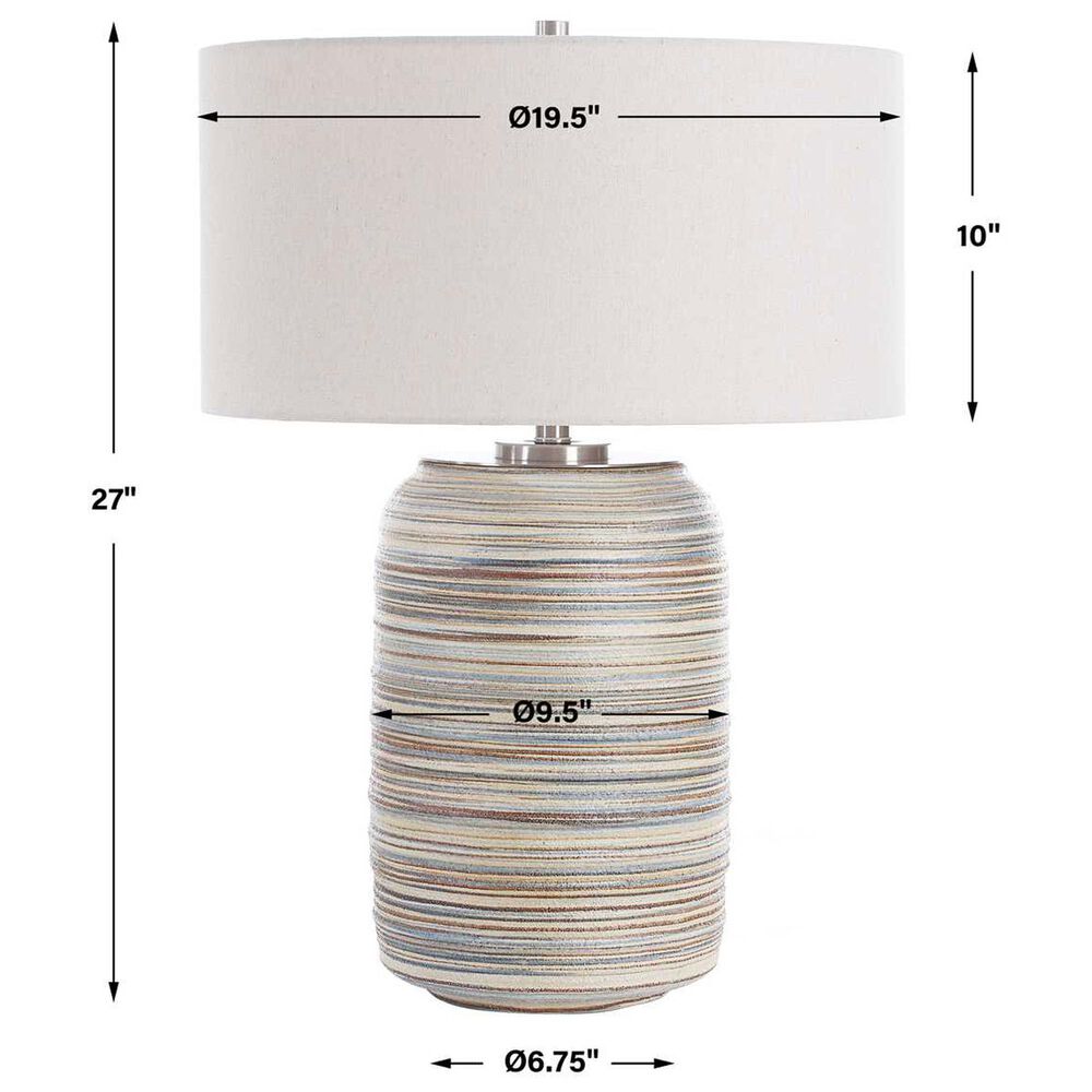 Uttermost Prospect Large Table Lamp in Brown, Taupe, Cream, Blue and Brushed Nickel, , large