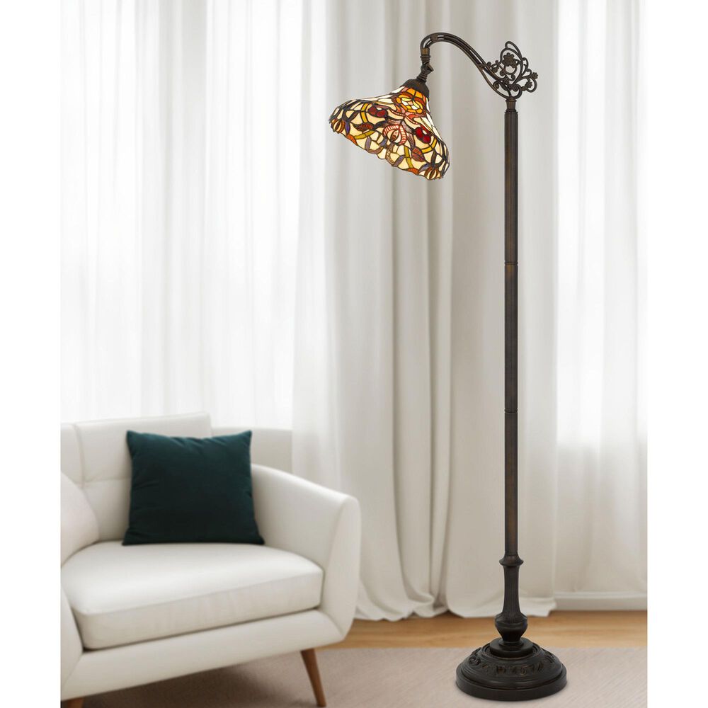 Cal Lighting Bellscroft Tiffany Floor Lamp in Matte Black, , large