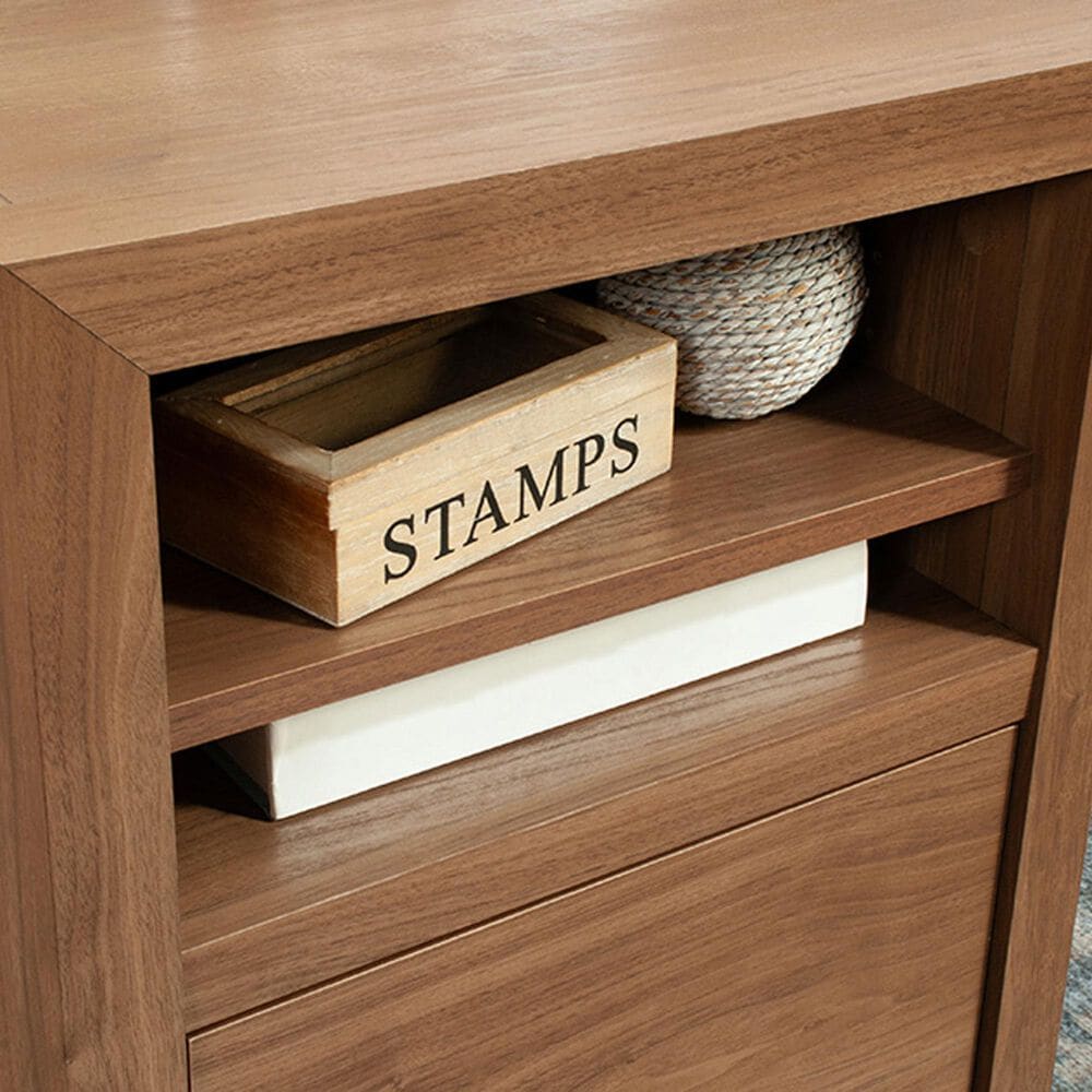 Sauder Pacific View L-Shaped Desk in Saddle Walnut, , large