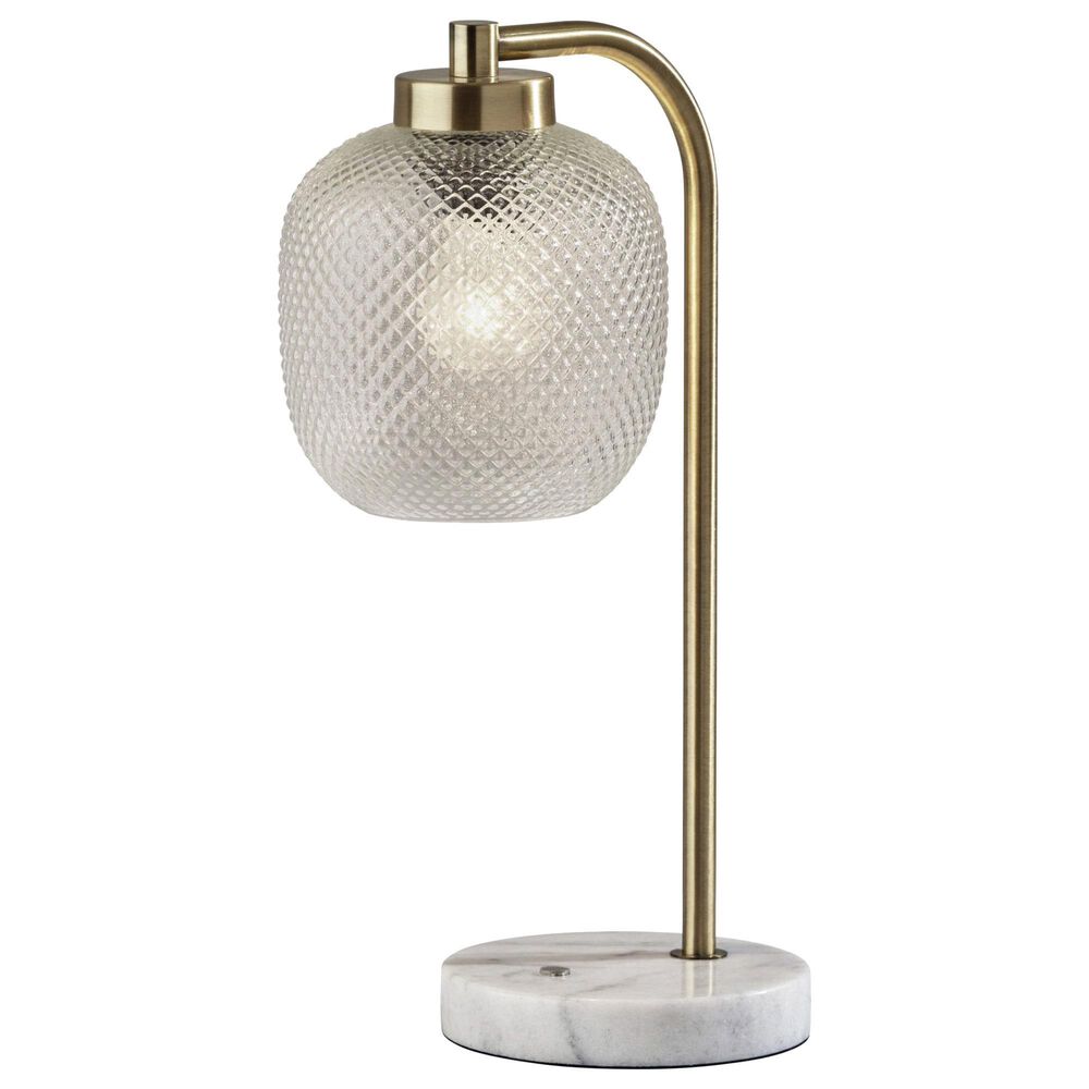 37B Natasha Table Lamp in Antique Brass and White, , large