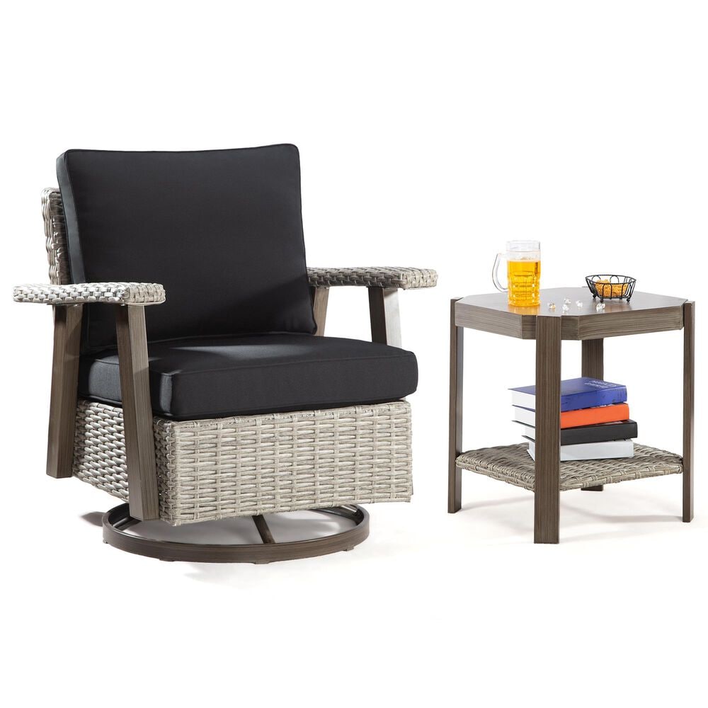 Sunwell Garden 3-Piece Patio Chat Set in Black, , large