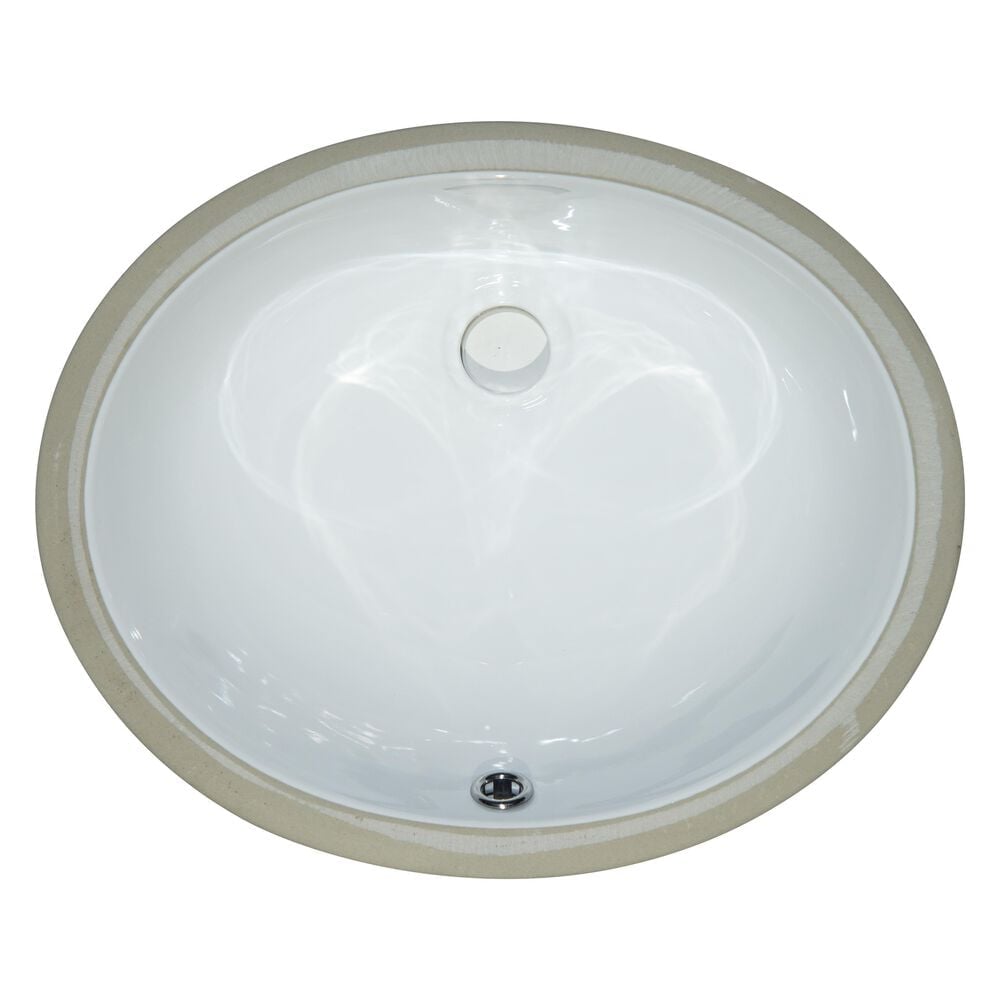 MSI 17.1" x 14.12" Oval Porcelain Undermount Bathroom Vanity Sink in White, , large