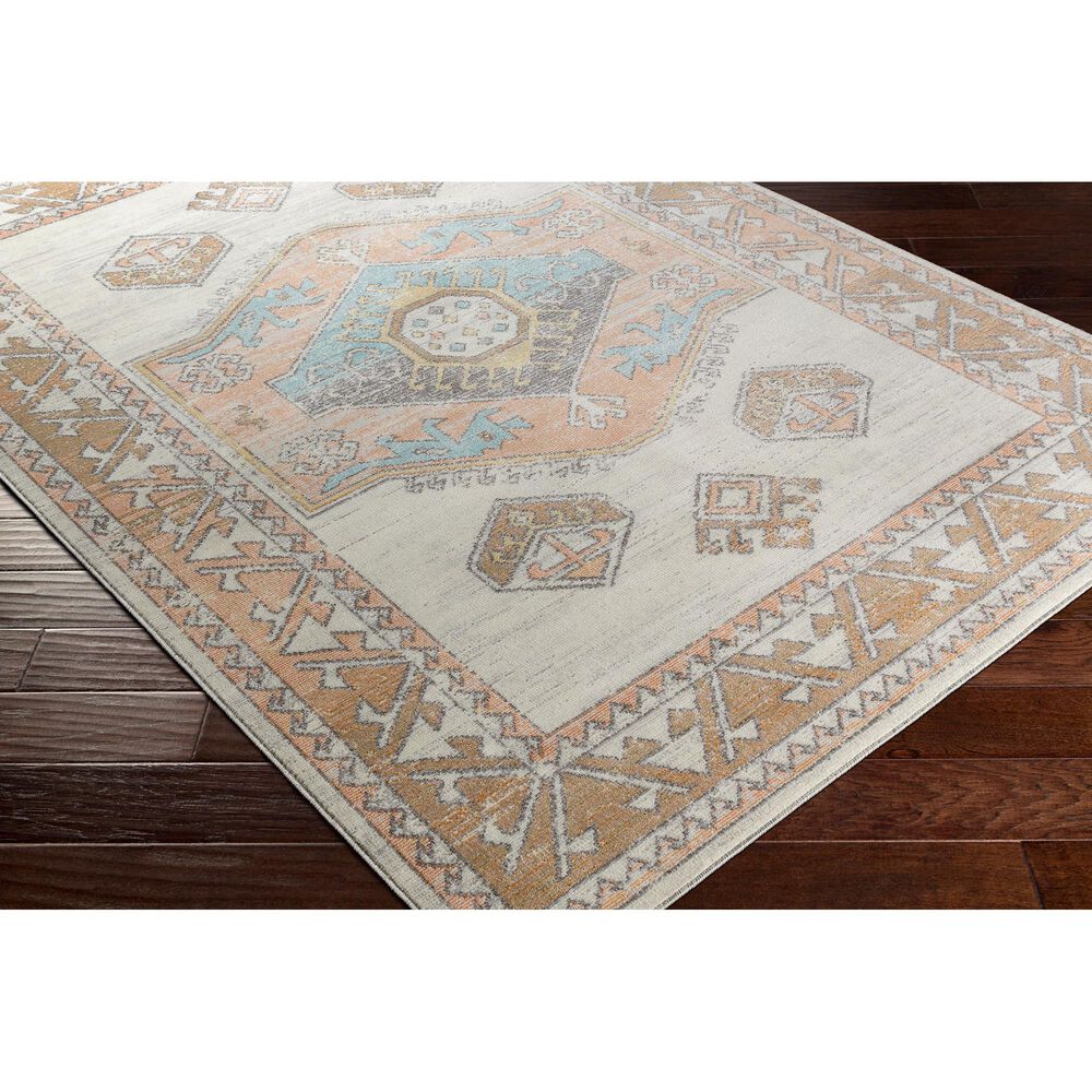 Surya Bodrum BDM-2313 7&#39;10&quot; x 10&#39; Ivory, Saffron, Gray, Aqua, Camel and Coral Area Rug, , large