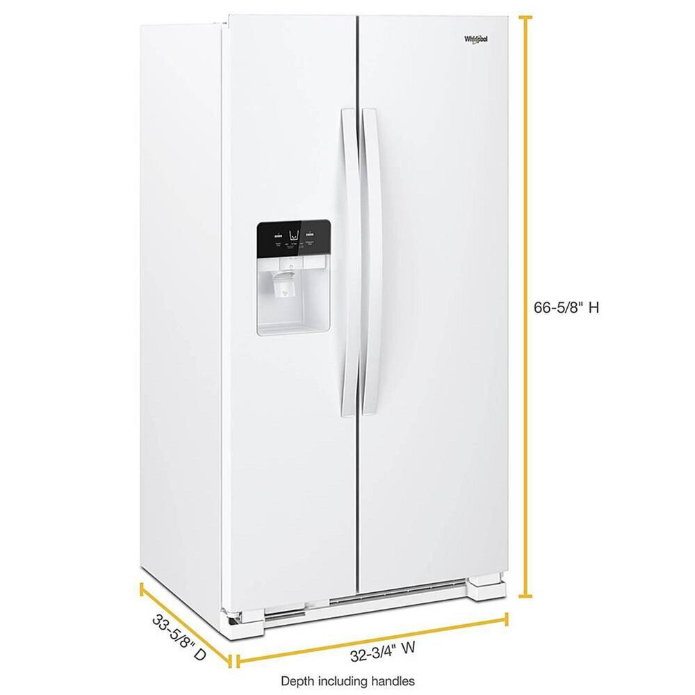 Whirlpool 21.4 Cu. Ft. 33&quot; Wide Side-by-Side Refrigerator in White, , large