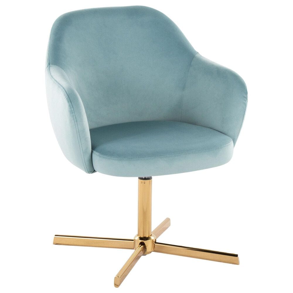 Lumisource Buena Swivel Accent Chair in Light Blue, , large