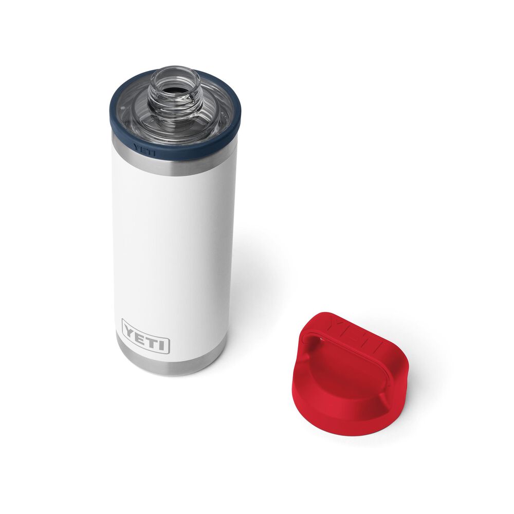 YETI Rambler 18 Oz Water Bottle with Chug Cap in Patriotic White/Navy/Rescue Red, , large