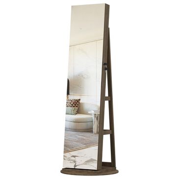 GigaCloud Swivel Jewelry Cabinet with Full Length Mirror and Locking Mechanism in Brown, , large
