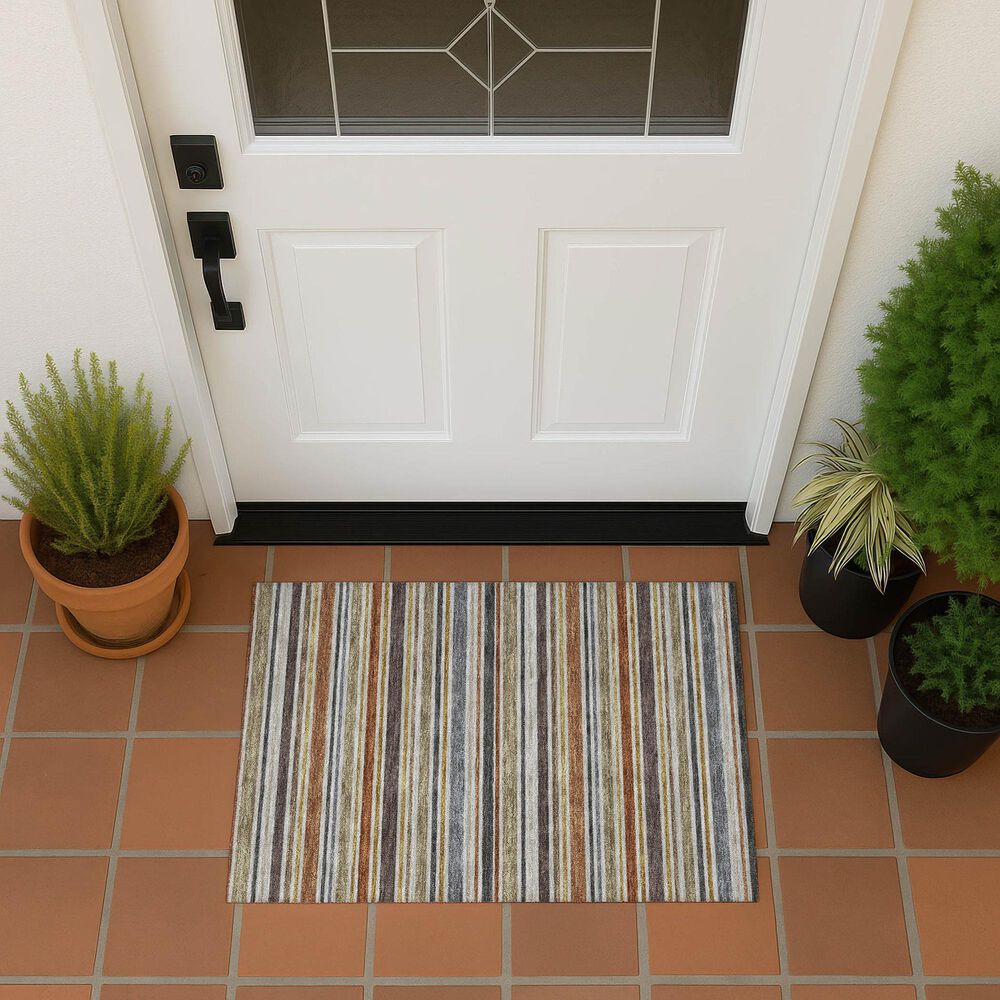 Dalyn Rug Company Soft Essentials Striped Earth 1'8" x 2'6" Indoor/Outdoor Area Rug, , large