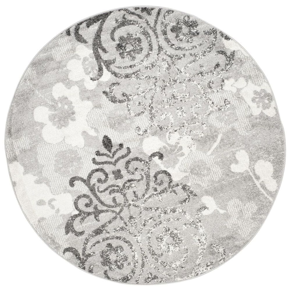 Safavieh Adirondack ADR114B-6R 6" x 6" Silver/Ivory Round Rug, , large
