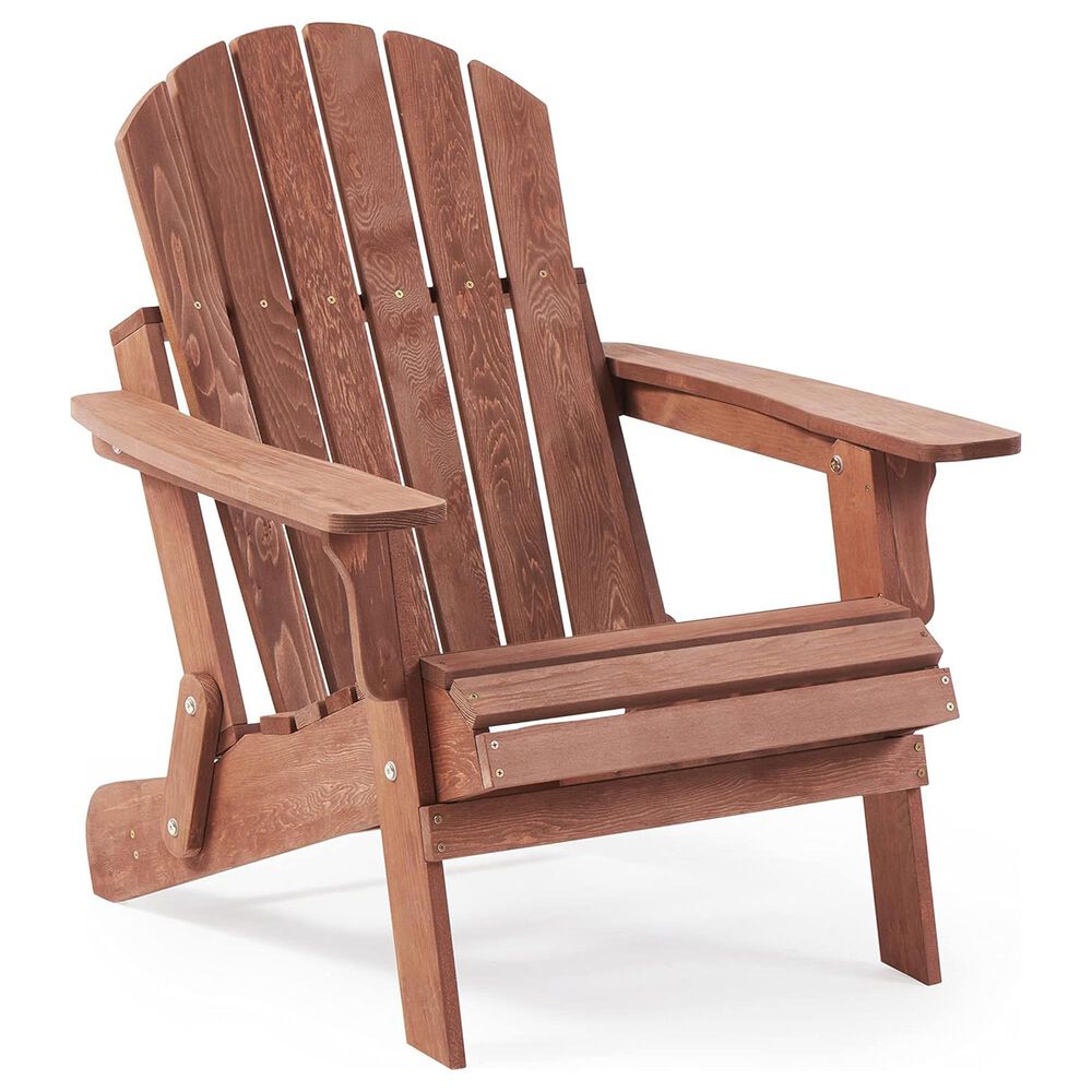 Hearth and Haven Oversize Outdoor Folding Adirondack Chair in Coffee, , large