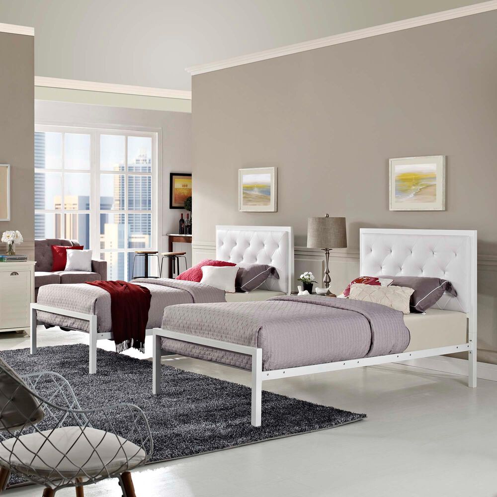 Modway Mia Vinyl Twin Platform Bed in White, , large