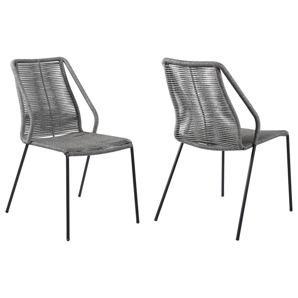 Blue River Clip Outdoor Dining Chair with Gray Rope in Black (Set of 2), , large