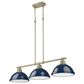 Golden Lighting Duncan 3-Light Pendant with Matte Navy Shade in Aged Brass, , large